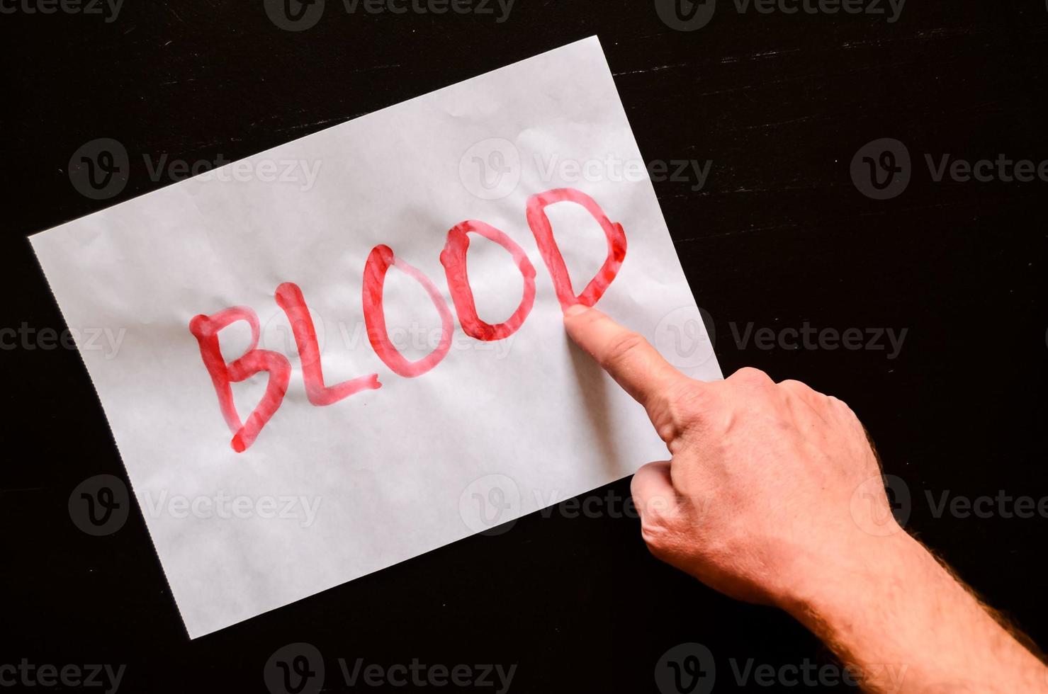 Blood written on paper photo