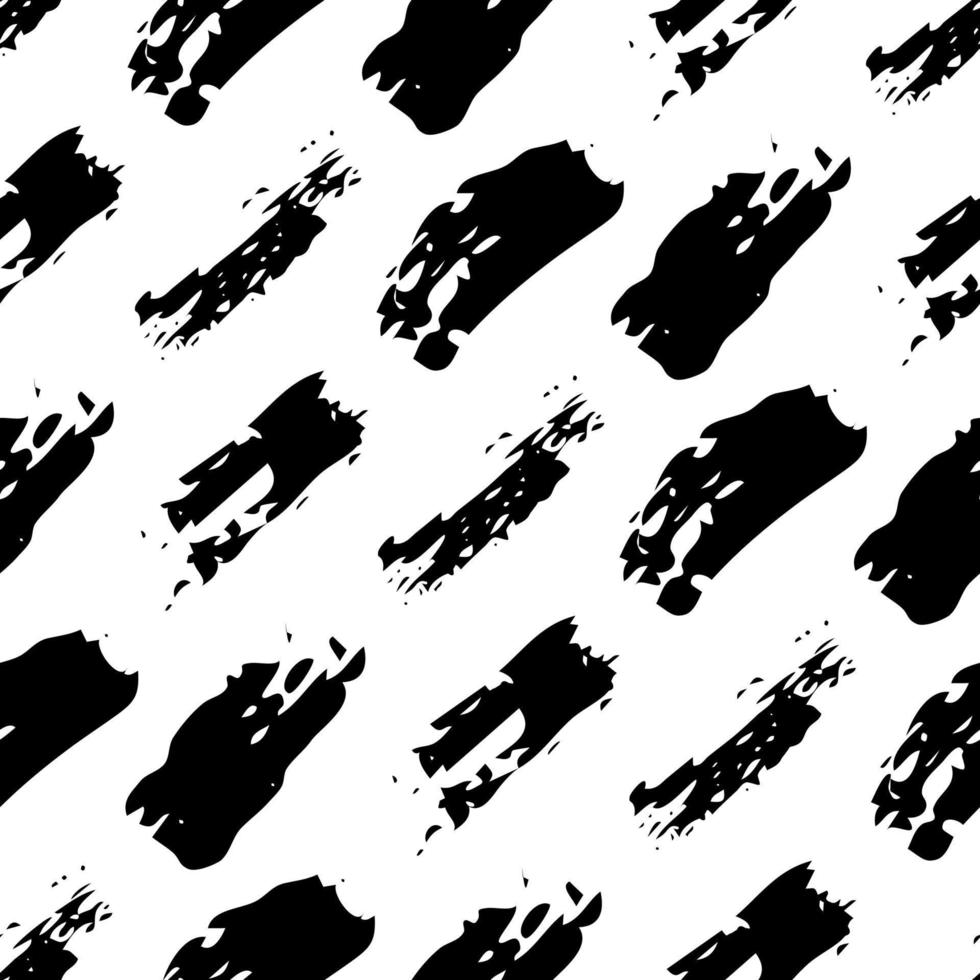 Seamless pattern with dark hand drawn scribble smear on white background. Abstract grunge texture. Vector illustration