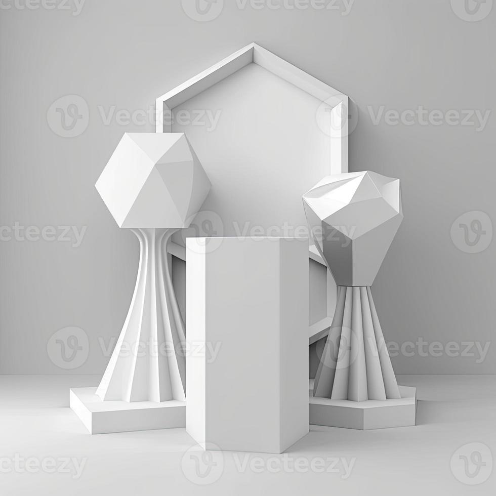 White 3d abstract geometric podium. Minimal scene for product display presentation. photo