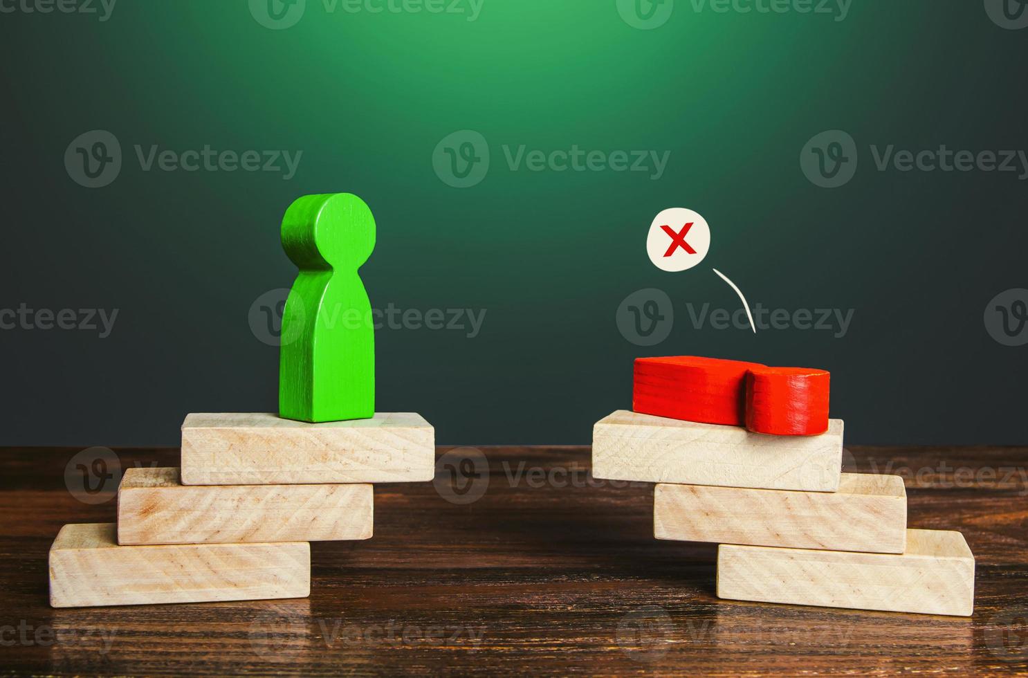 Winning a verbal confrontation dispute. Victory over opponent. Conflict resolution. Defeated enemy. Counterarguments in a dispute. Oratory speaking and negotiation Skills. Diplomacy and politics. photo