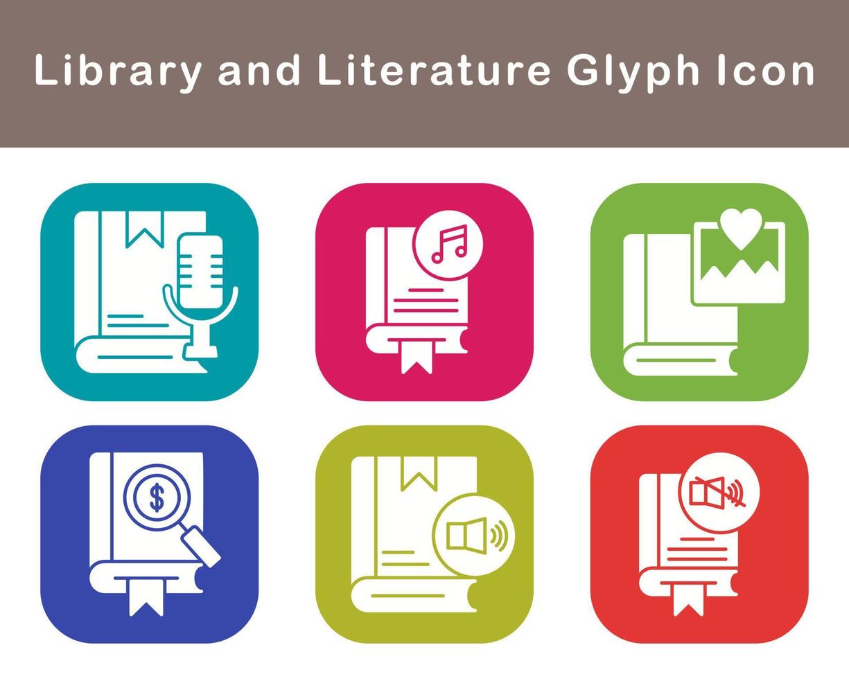 biblioteca y literatura vector icono conjunto