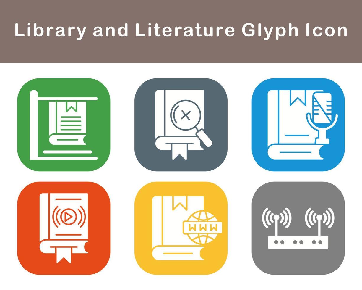 Library And Literature Vector Icon Set