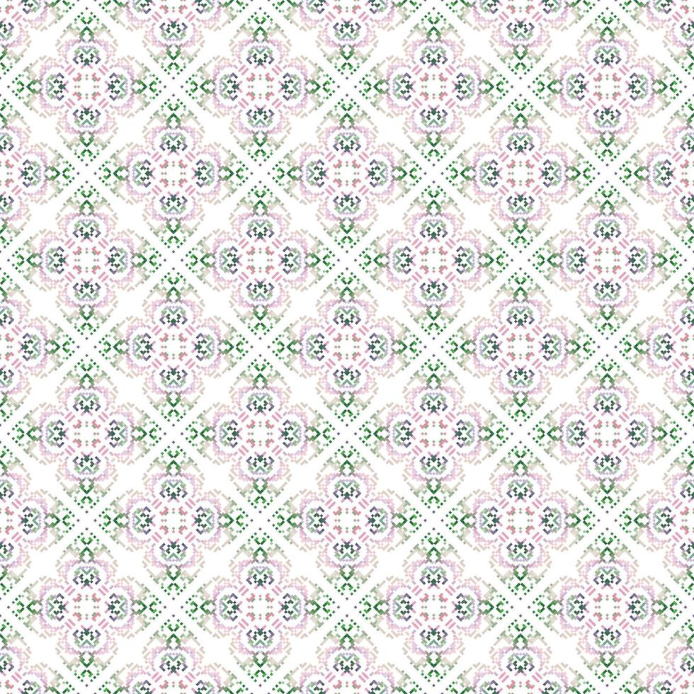 Floral knitted embroidery on white background.geometric ethnic oriental pattern traditional.  Abstract vector illustration. Design for texture,fabric,clothing,wrapping,decoration,scarf,print.