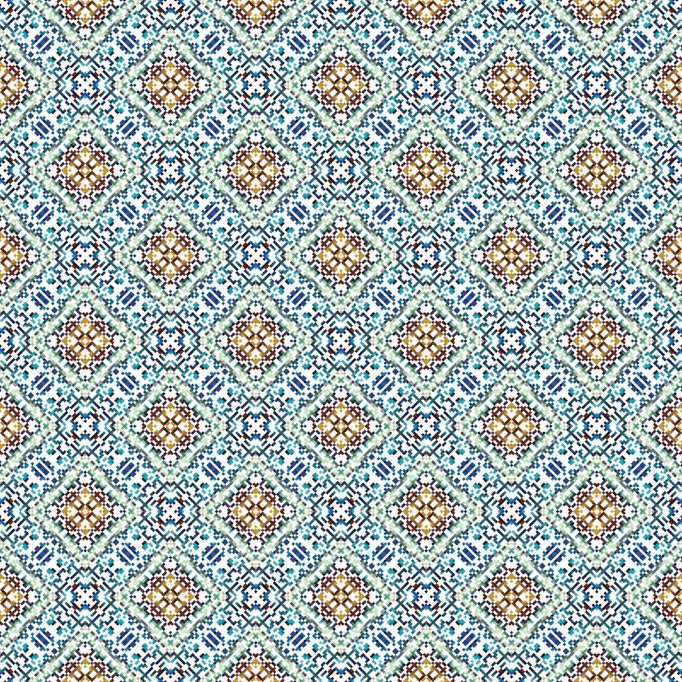 A collection of ceramic tiles in retro colors. A set of square patterns in ethnic style. vector