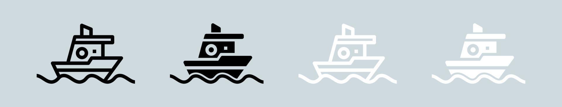 Boat icon set in black and white. Ship signs vector illustration.