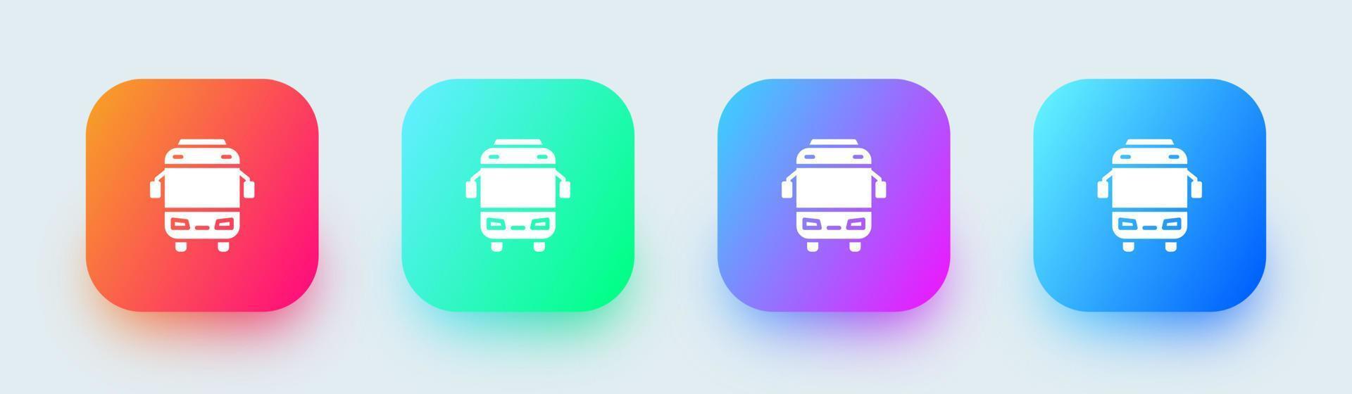 autobús sólido icono en cuadrado degradado colores. transporte señales vector ilustración.