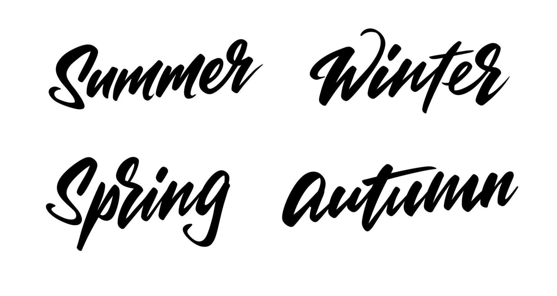 The inscriptions of the seasons in lettering style on a white background for printing and design. Vector illustration.