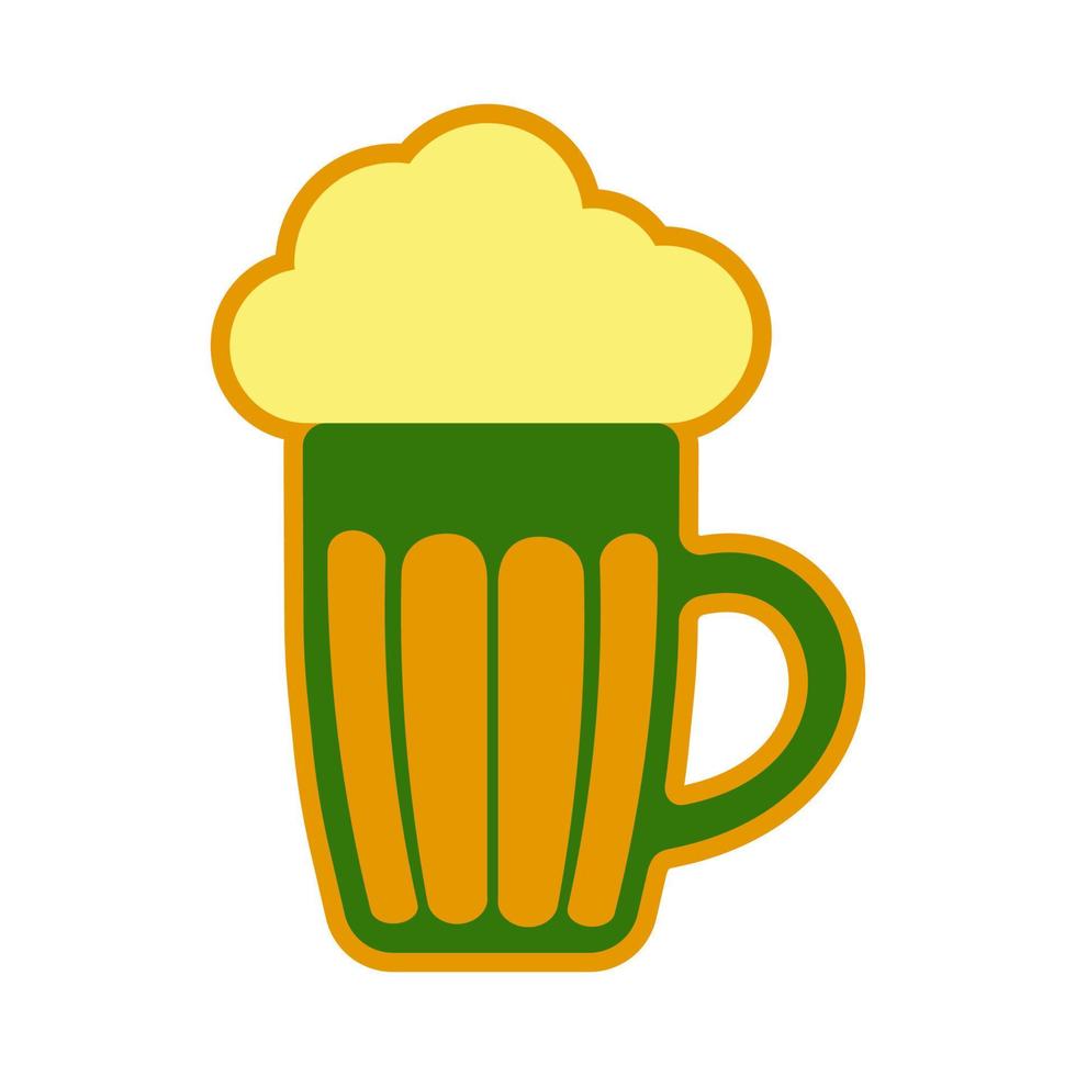 St. Patricks Day beer mug in flat style for print and design. Vector illustration.