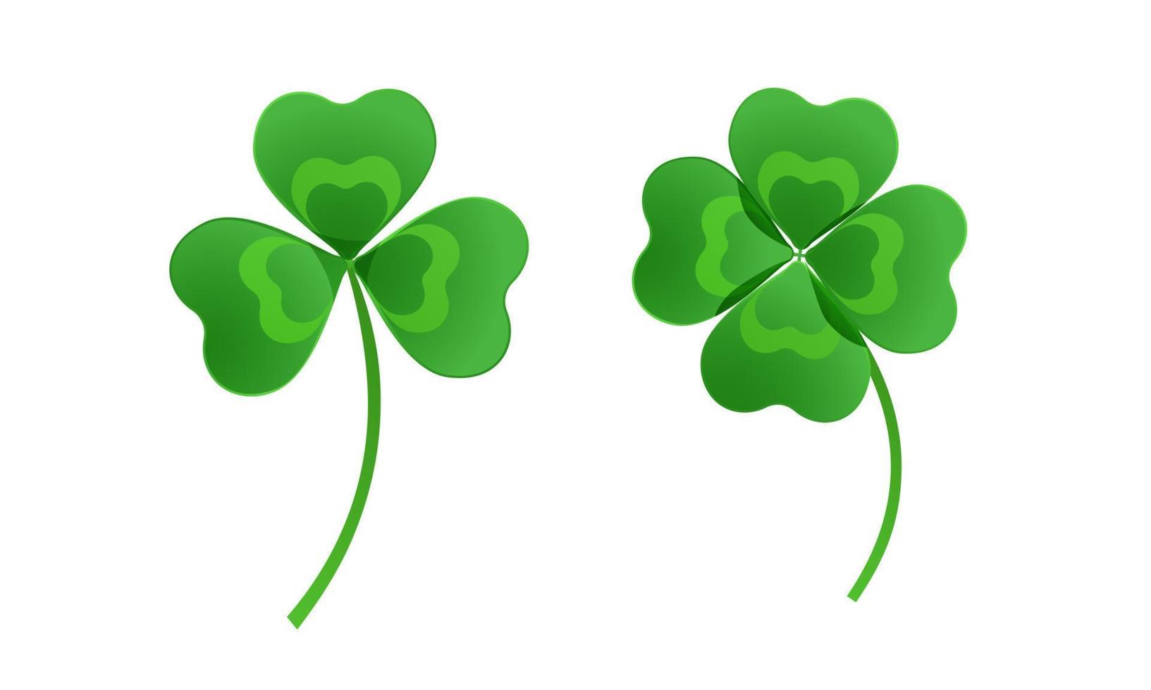 St. Patrick s Day clover set in cartoon style for print and design.Vector illustration. vector