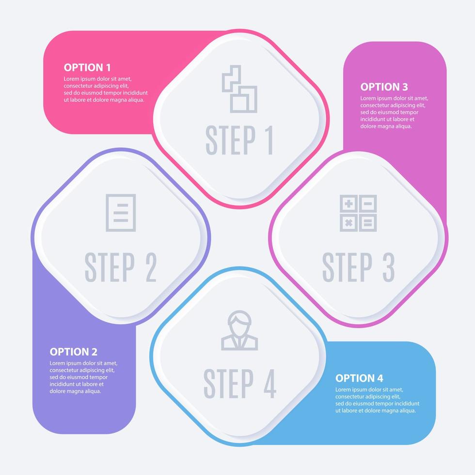 Modern 4 point infographic template for presentation. Vector clipart