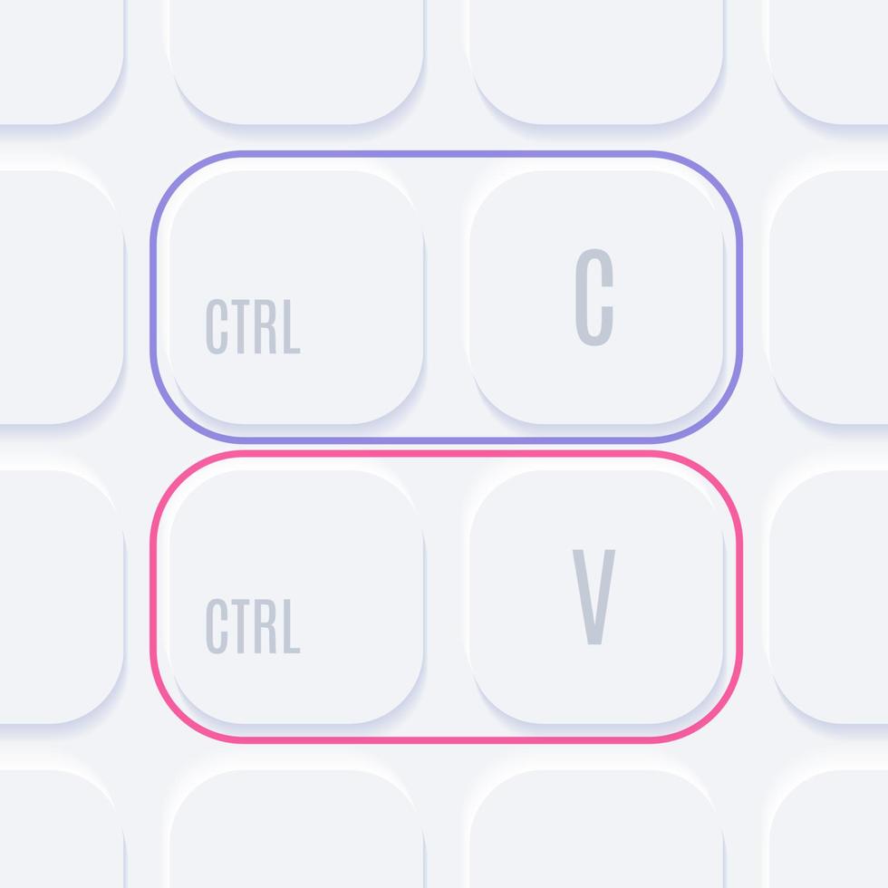 Keyboard hotkey concept, copy and paste. Vector clipart
