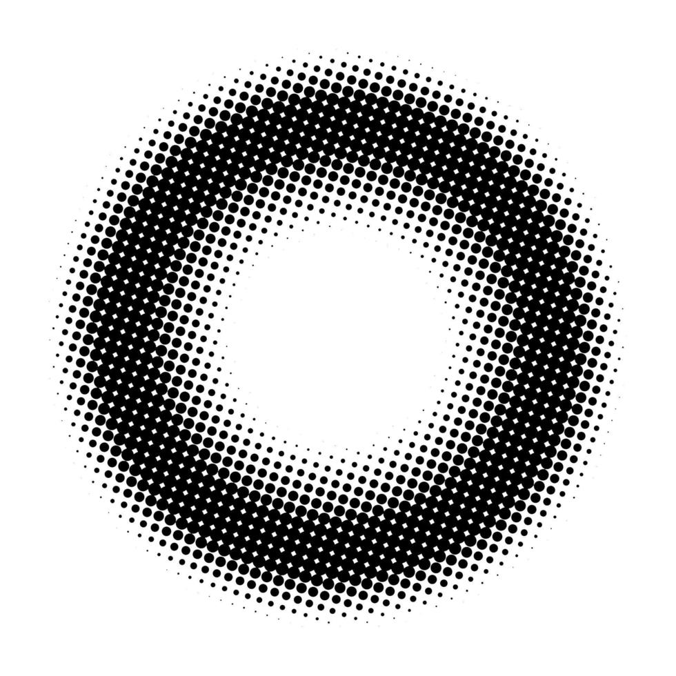 Halftone circle in pop art style for print and design. Vector illustration.