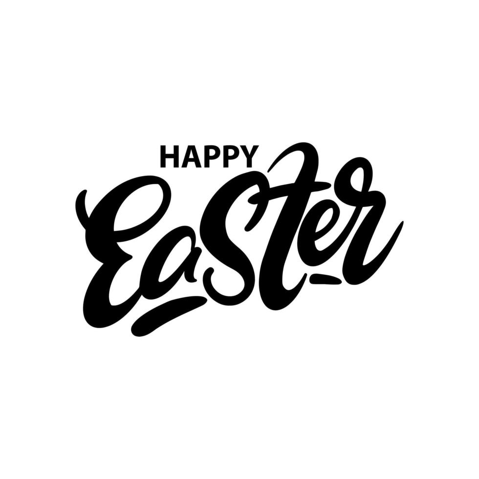 Inscription Happy Easter in lettering style on a white background for printing and holiday design.Vector illustration. vector
