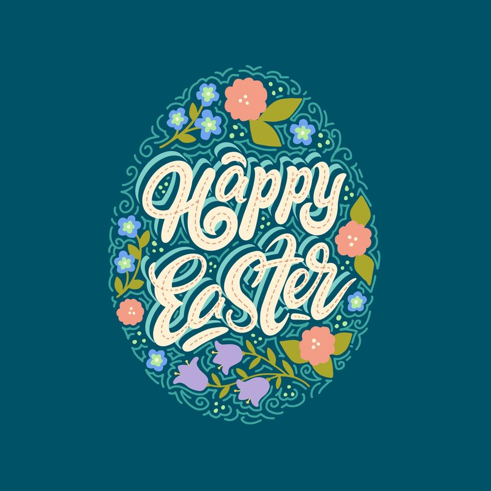 Painted Easter egg in flat style for print and design. Vector illustration.