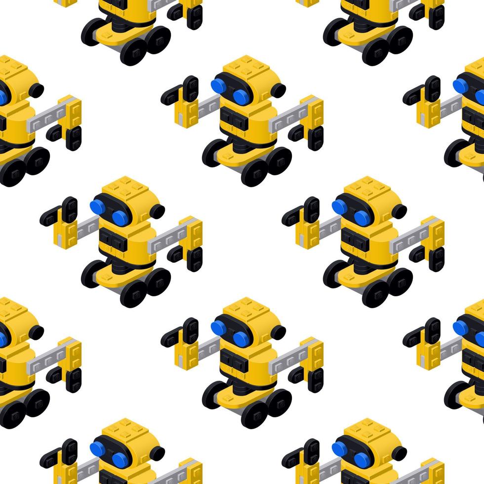 pattern yellow dancing robot on a white background. Vector