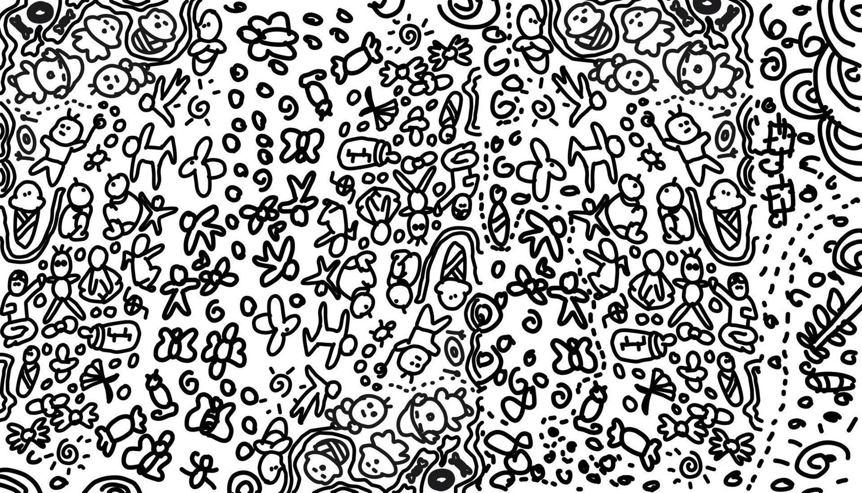 Black and white doodle background illustration vector