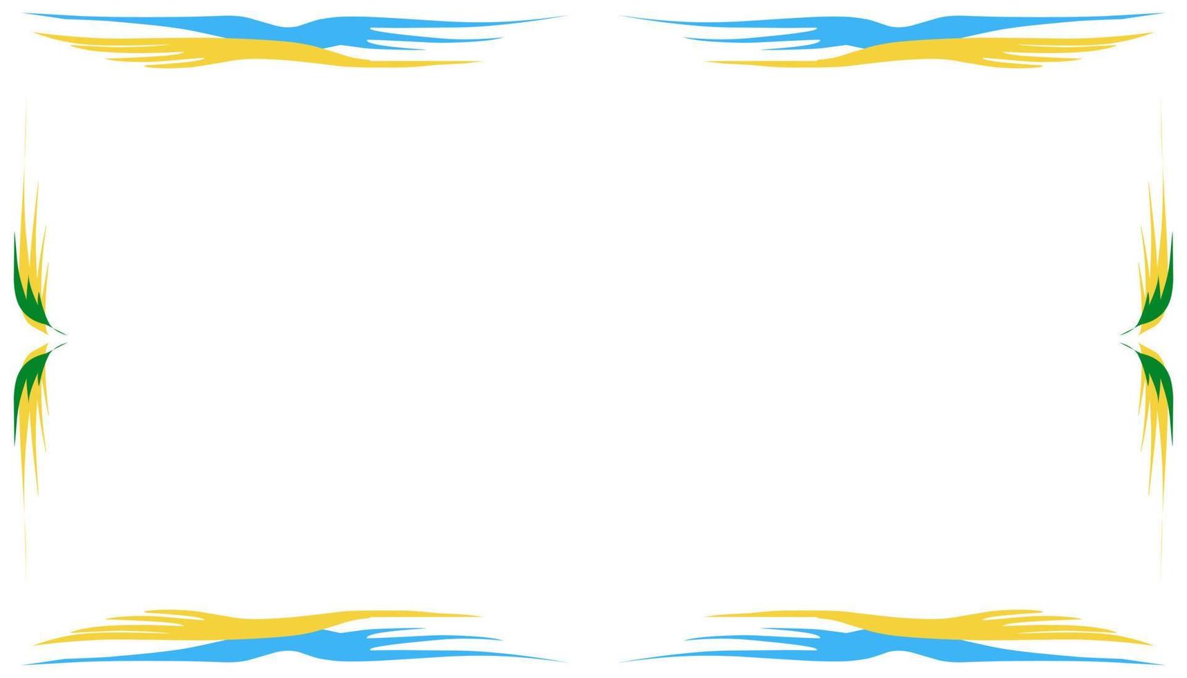 Abstract background with texture frame border with green, blue, yellow wing patterns vector