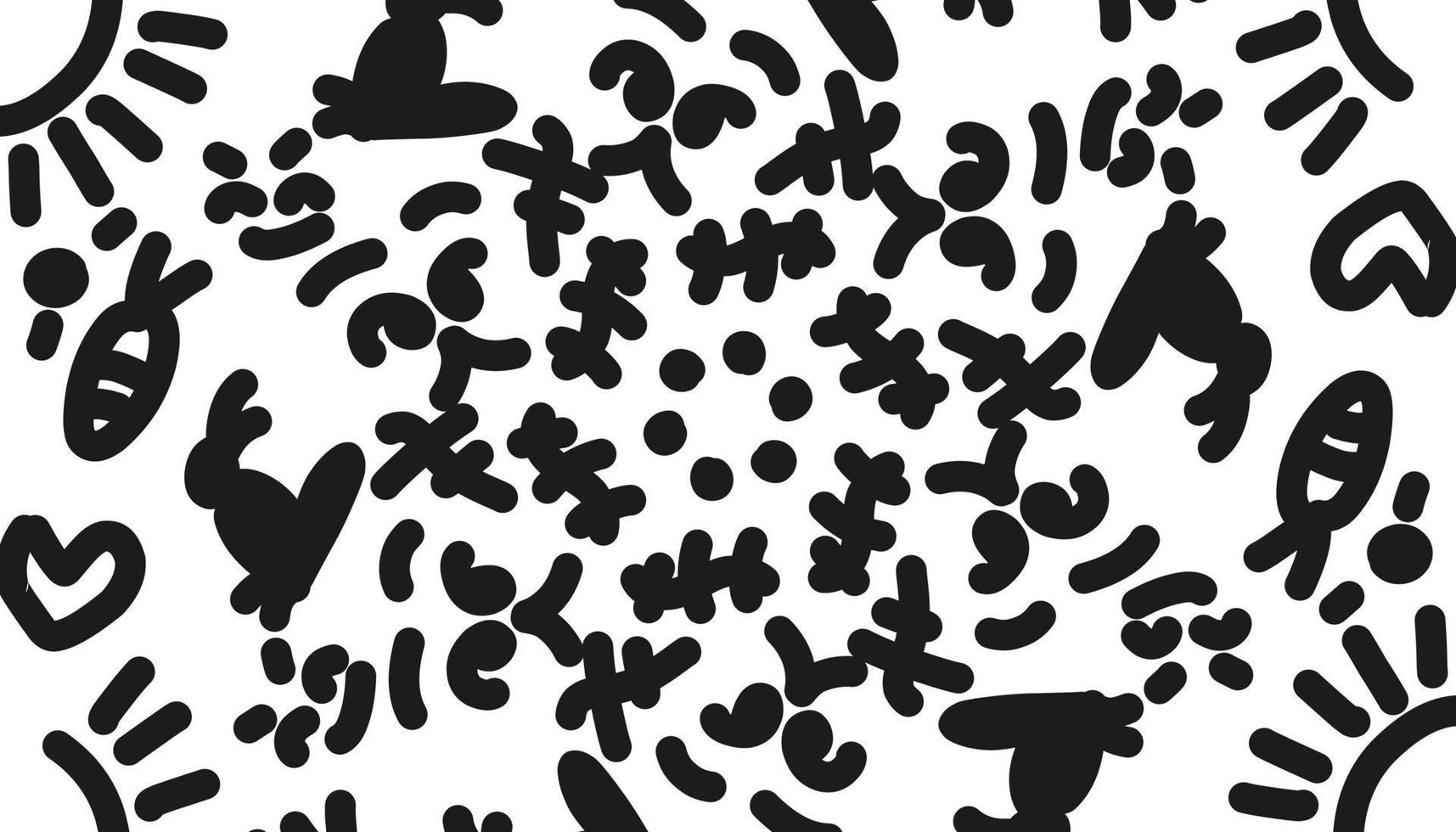 Black and white doodle background illustration vector