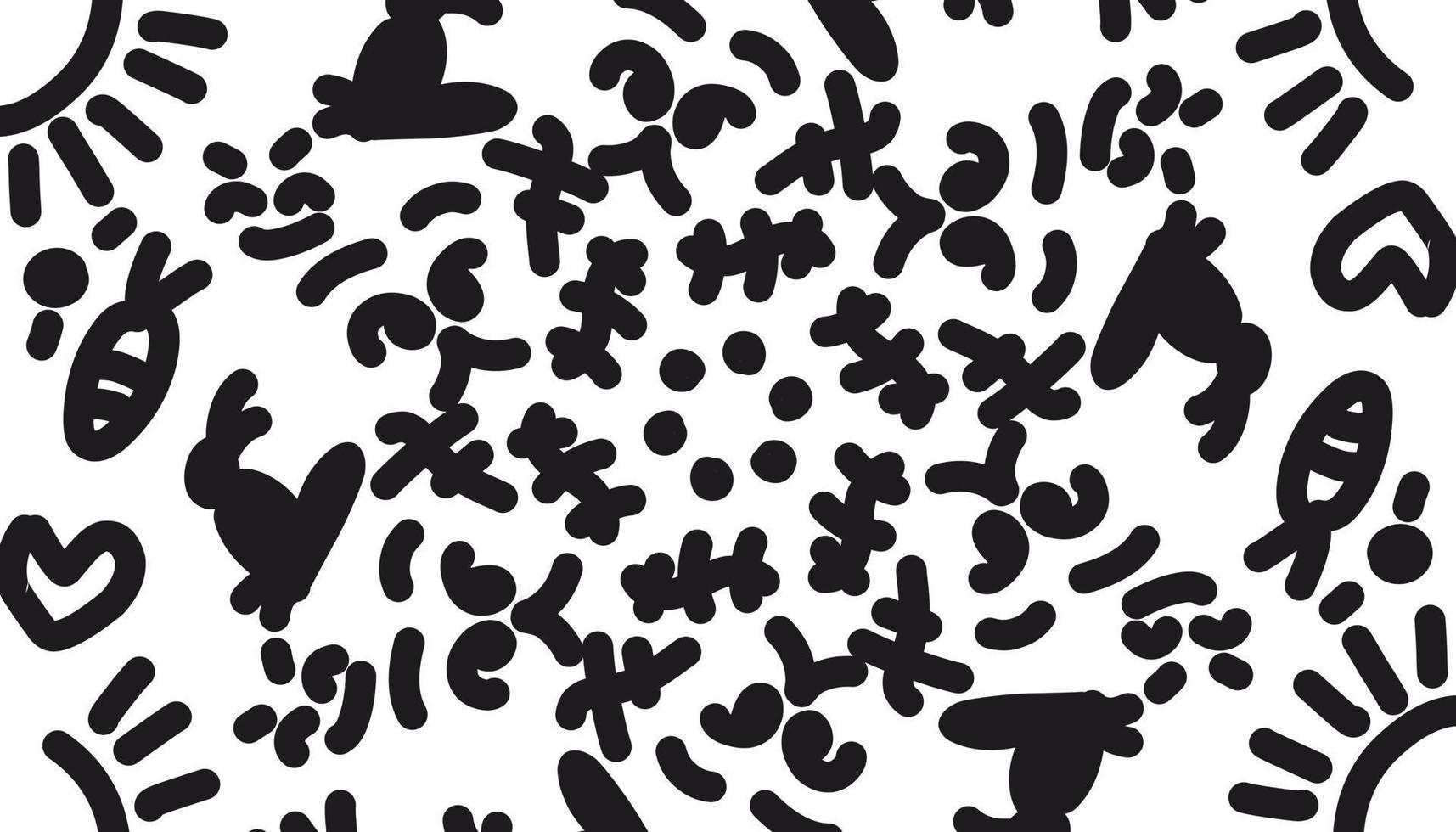 Black and white doodle background illustration vector