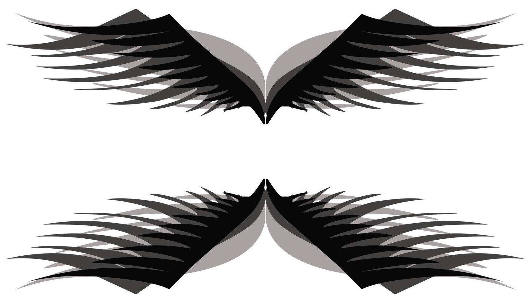 Black wings illustration background with shadow vector