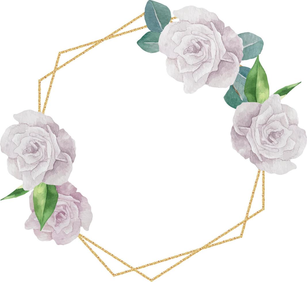 acuarela flores oro marco borde. acuarela mano pintura floral geométrico antecedentes con sitio para texto con ramos de flores de rosado rosas. aislado en blanco antecedentes. vector