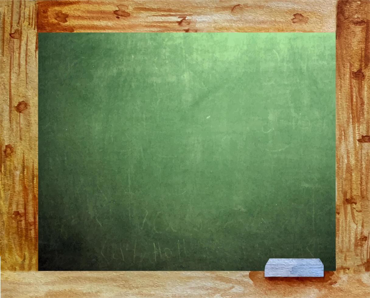 Watercolor green school blackboard in wooden frame vector