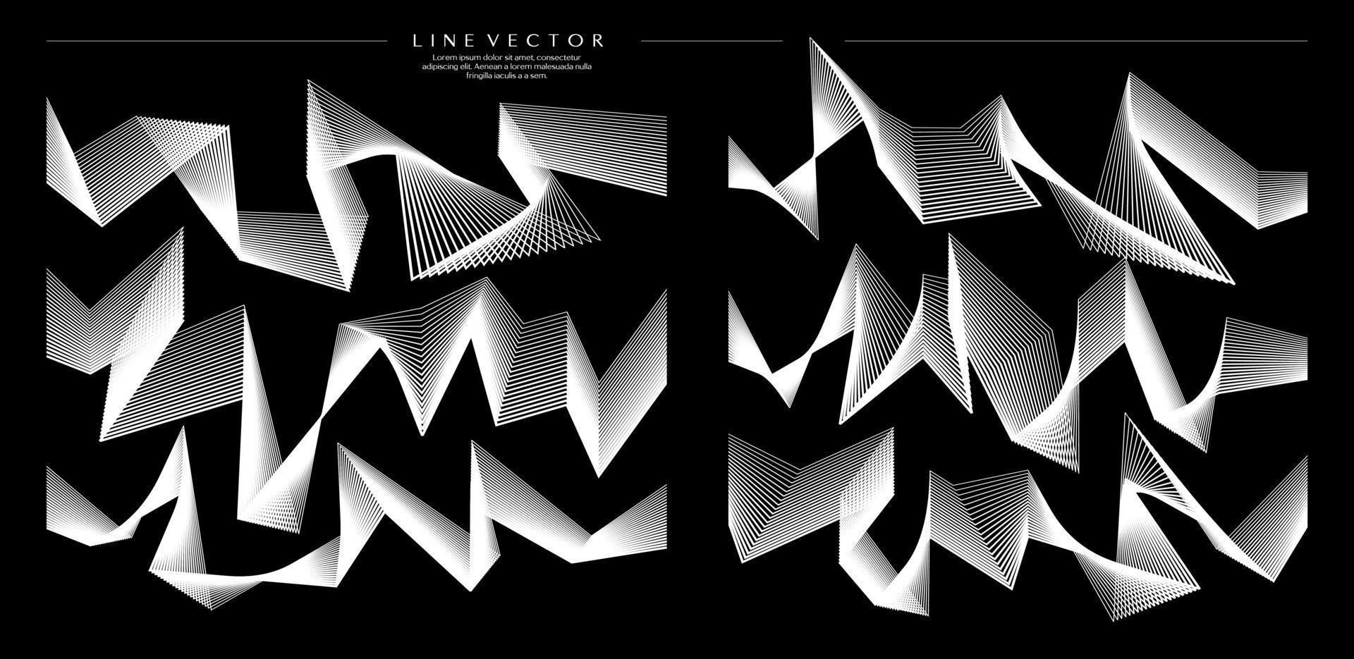 Modern blend line abstract design template set. Technology wave lines vector