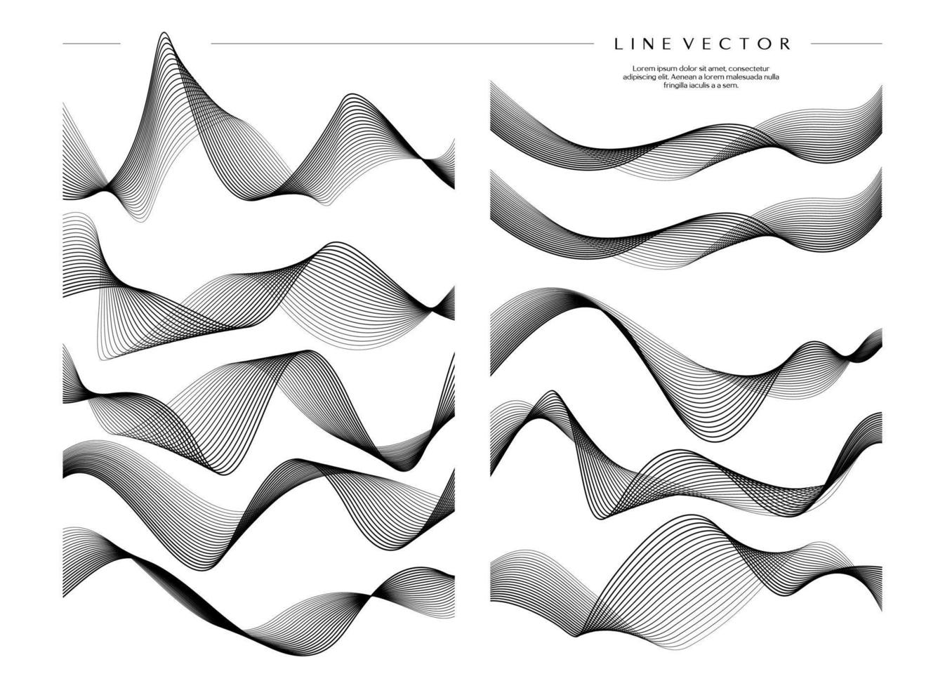 Modern blend line wave abstract design vector set. Minimal dynamic lines vector