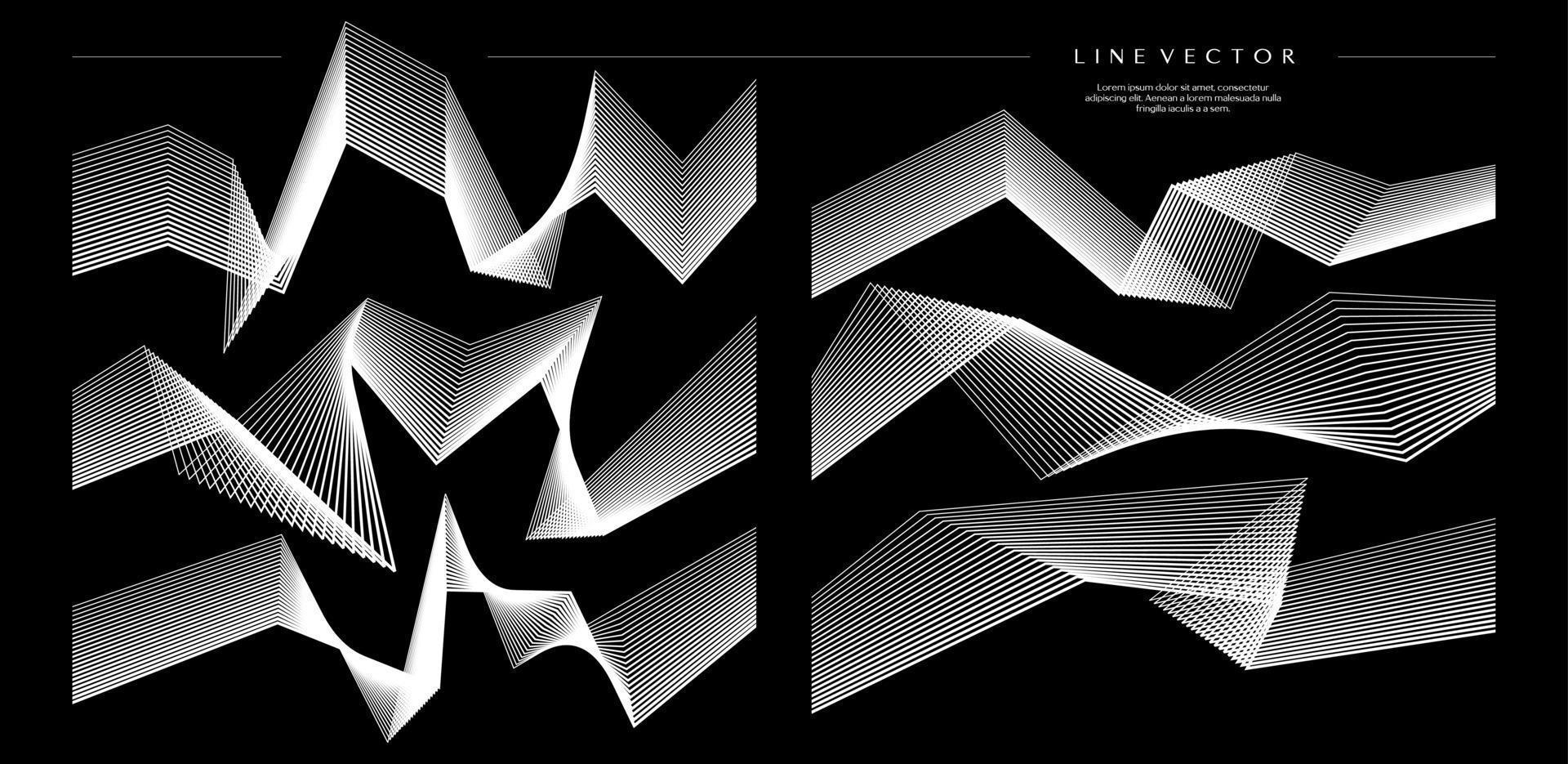 Digital blend line abstract design template set. Technology wave lines vector