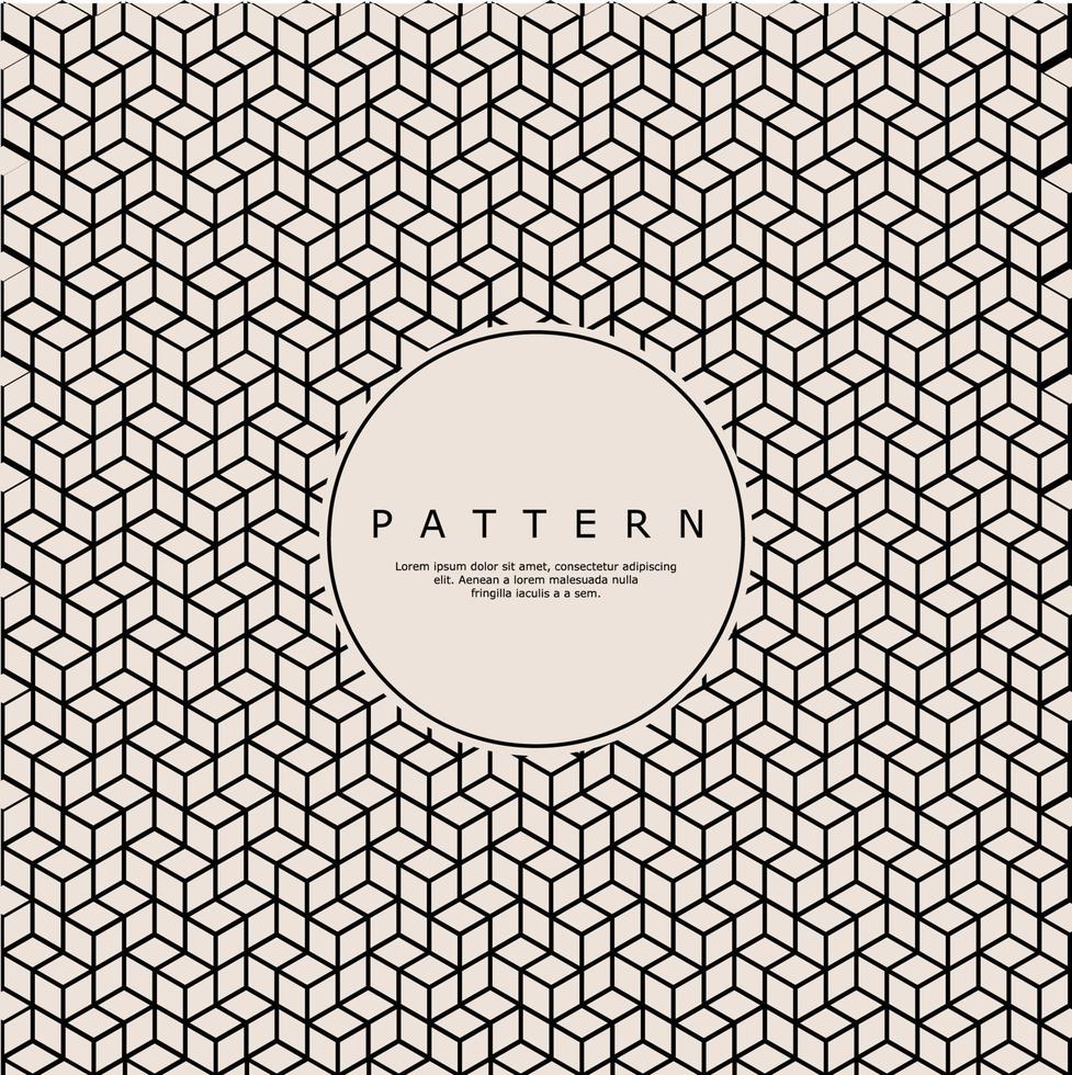 Decorative line box abstract pattern template. Modern simple cube lines pattern vector