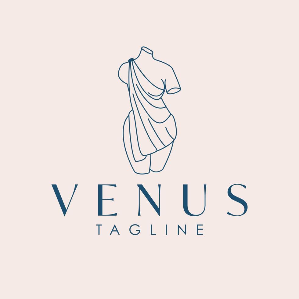 Ancient woman body logo template. Venus logo design. Beauty industry and wellness logotype. vector