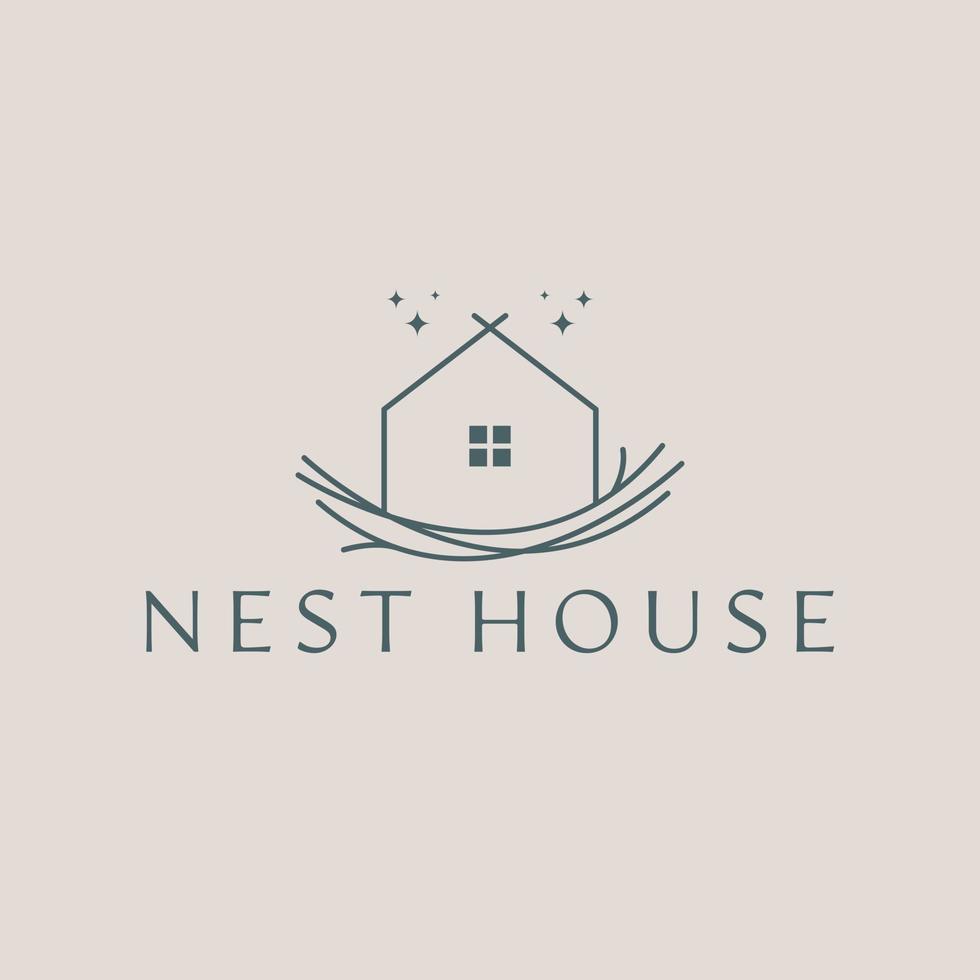 Nest and house abstract logo template. Nest house logo design. Real estate logotype. vector