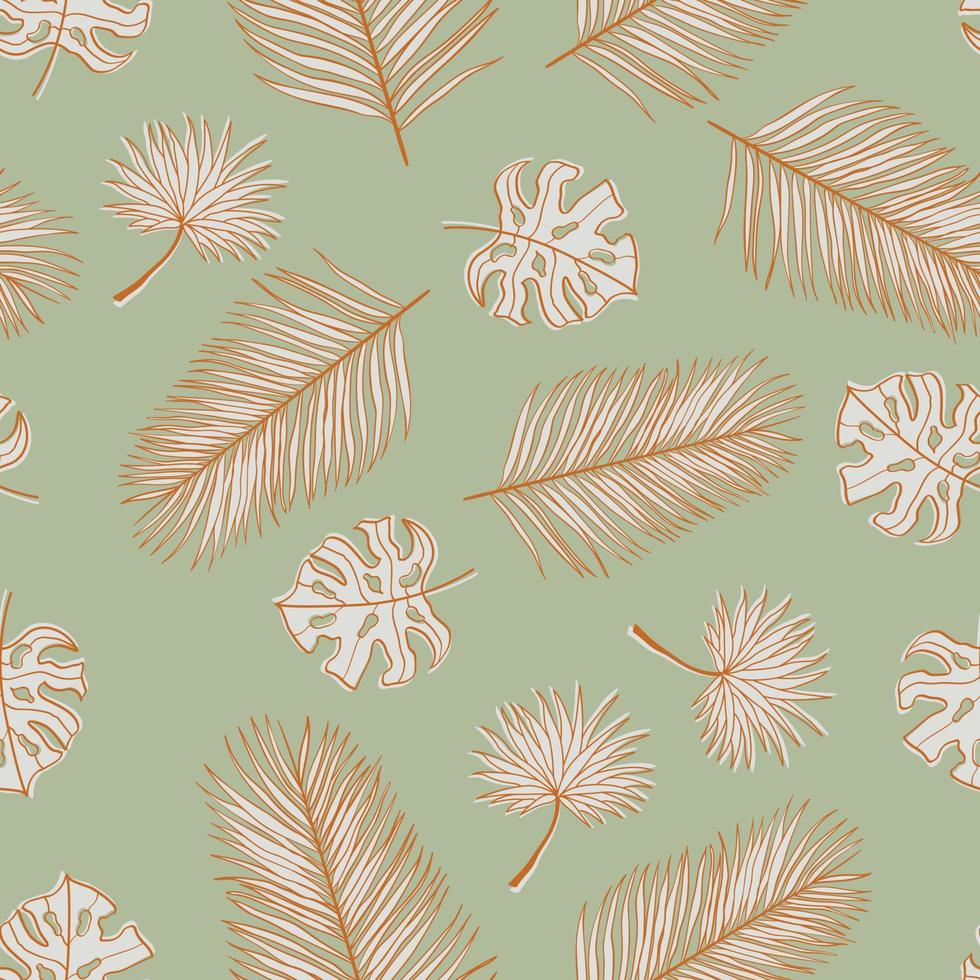 Palm and monstera leaves seamless pattern design. Tropical leaves branch and monstera summer pattern design. Tropical floral pattern background. Trendy Brazilian illustration. vector
