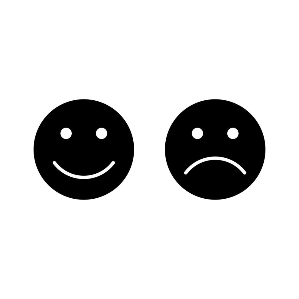 Happy and sad expression emoji, whats your opinion and rating icon on smartphone vector