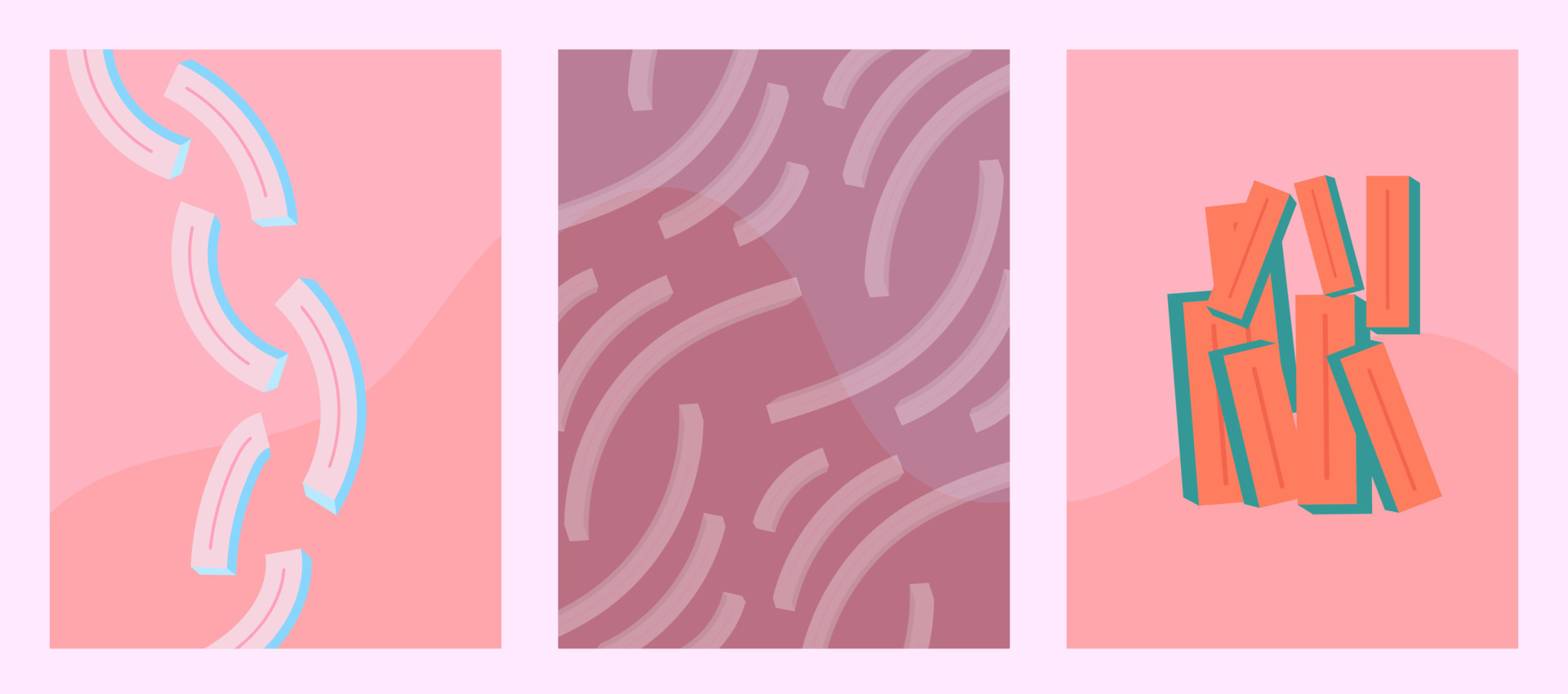 Digital art set of abstract frame picture design, trendy contemporary