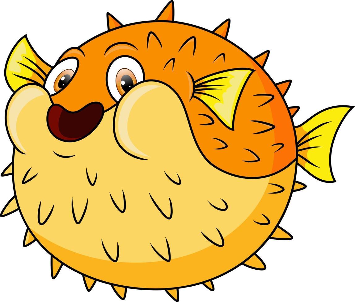 Cute puffer fish cartoon on white background vector