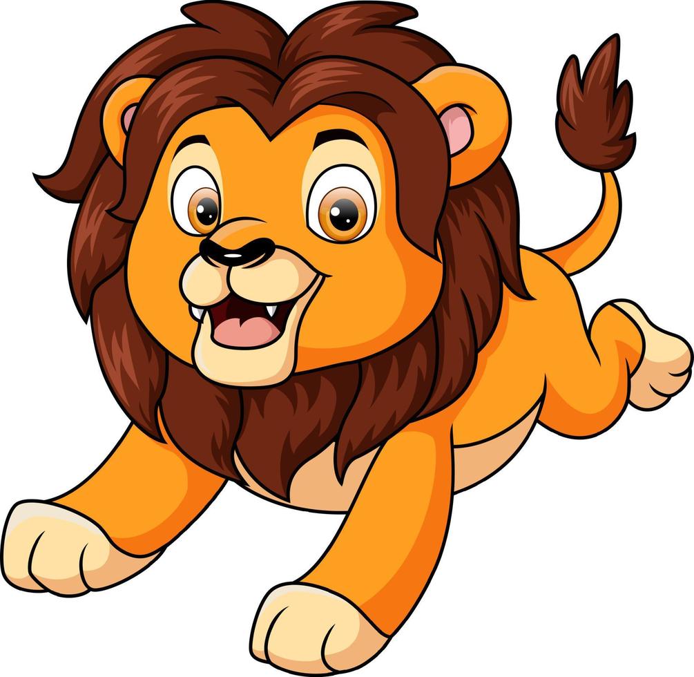 Cartoon lion jumping on white background vector