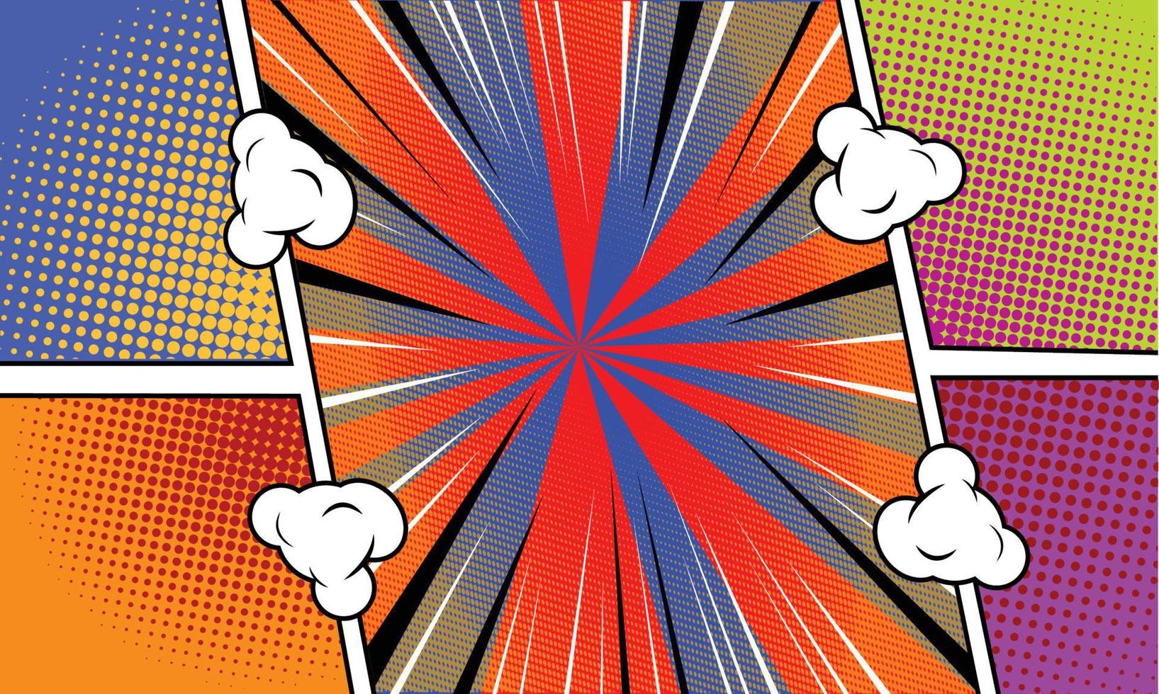 Comic Superhero Frame Background with Clouds Element vector