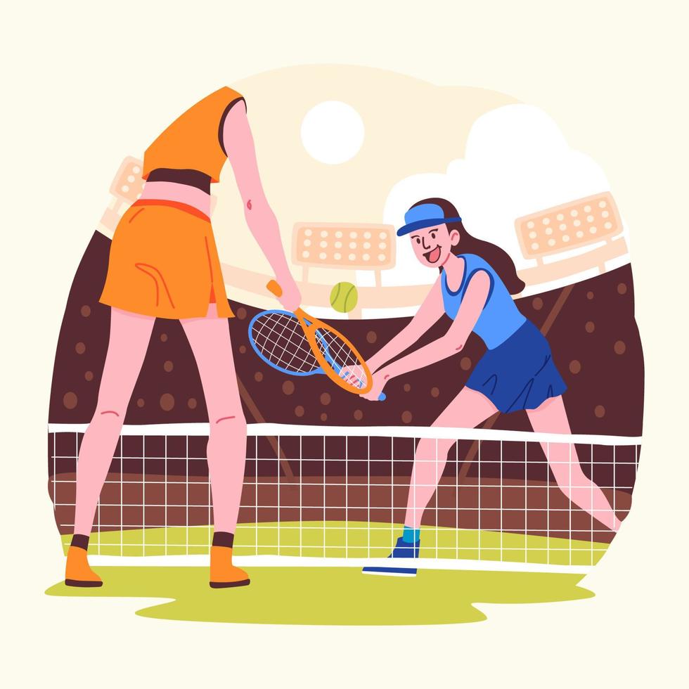 Female Tennis Players Concept vector