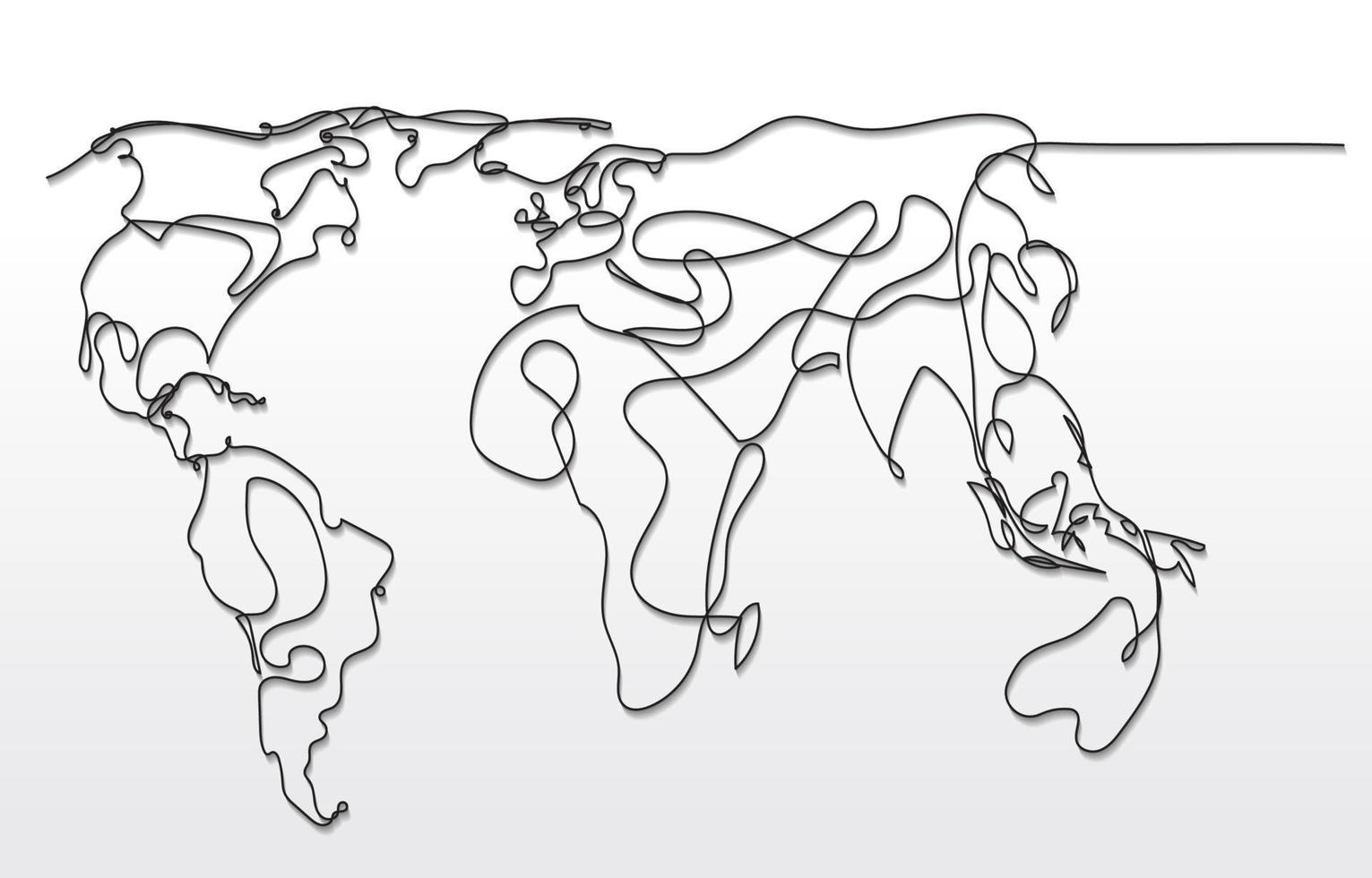 World Map Outline in One Stroke Art vector