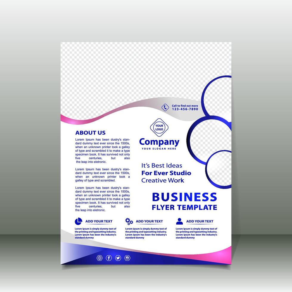 Dark blue and pink business flyer template on white background vector