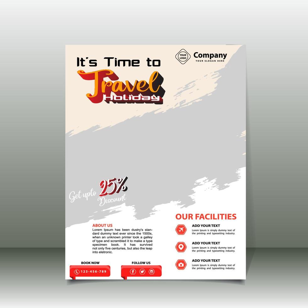 Travel flyer with light background vector