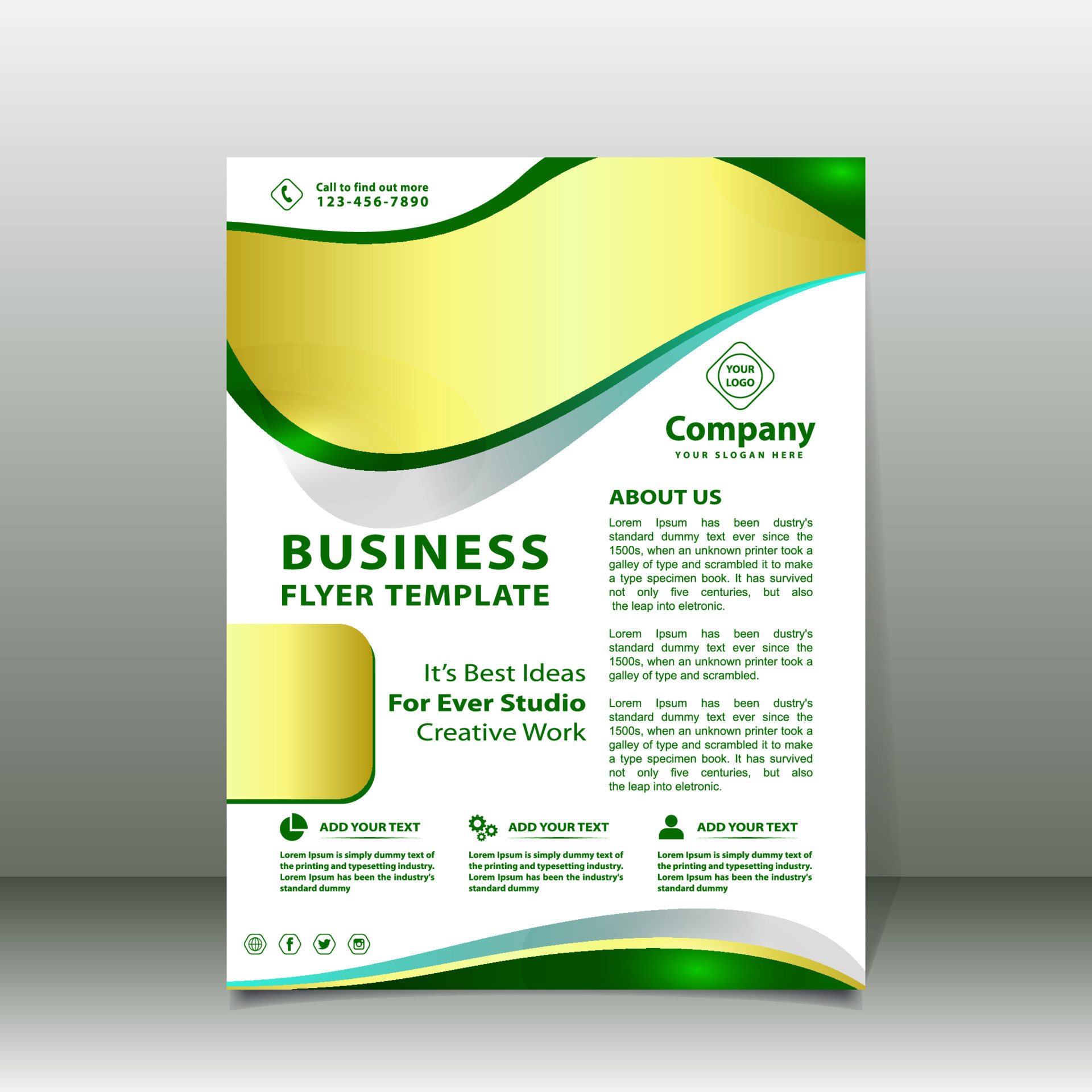 Green and gold Business Flyer Template on white background 20771755