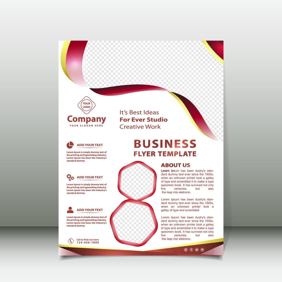 Dark red and gold business flyer template on white background vector