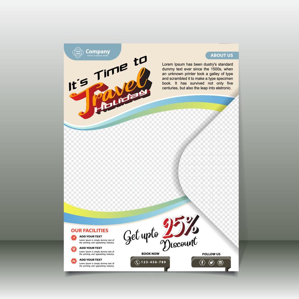 Travel flyer with light background vector