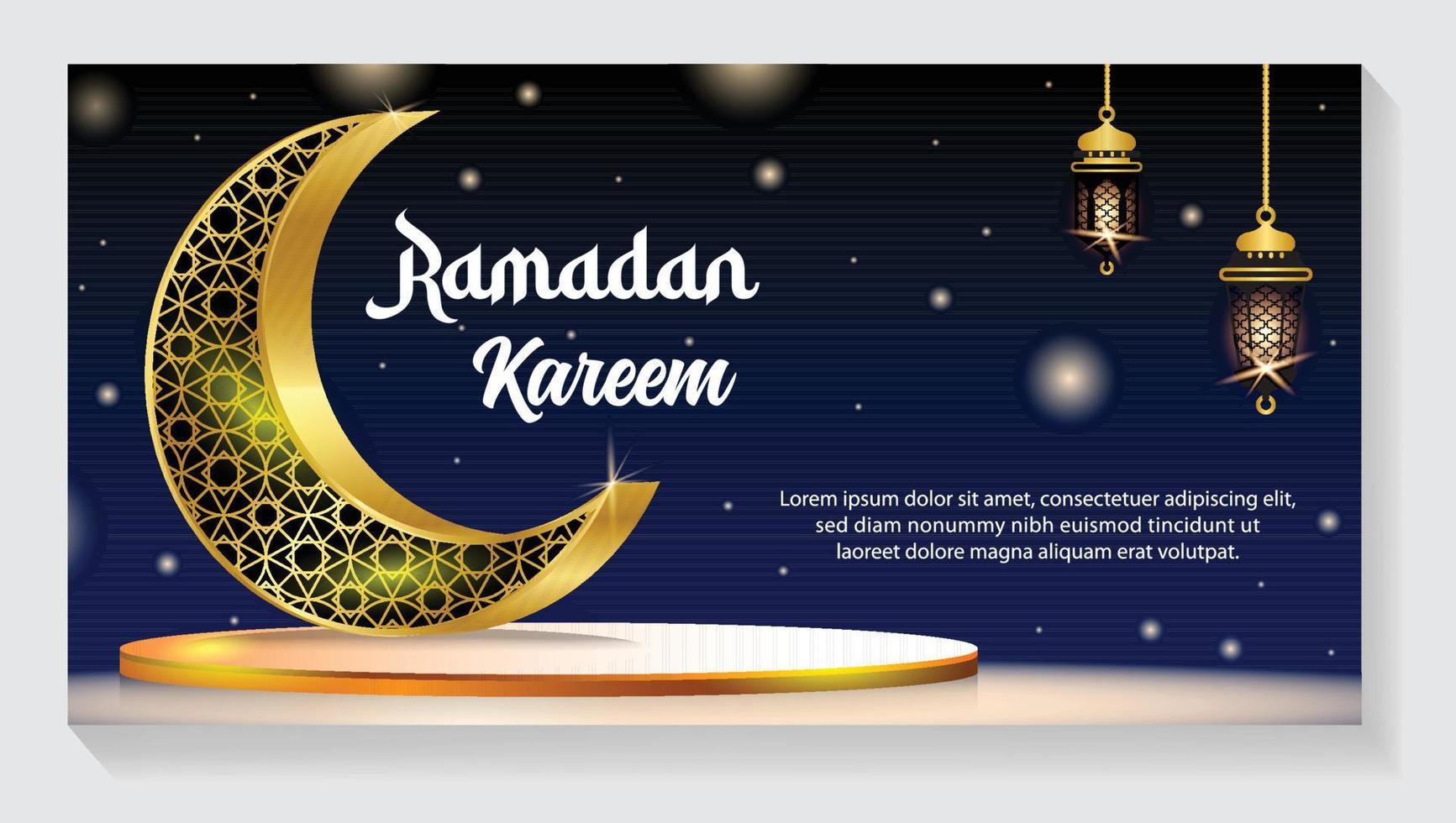 Crescent Islamic with Lantern for Ramadan Kareem. Golden Half Moon, vector illustration design