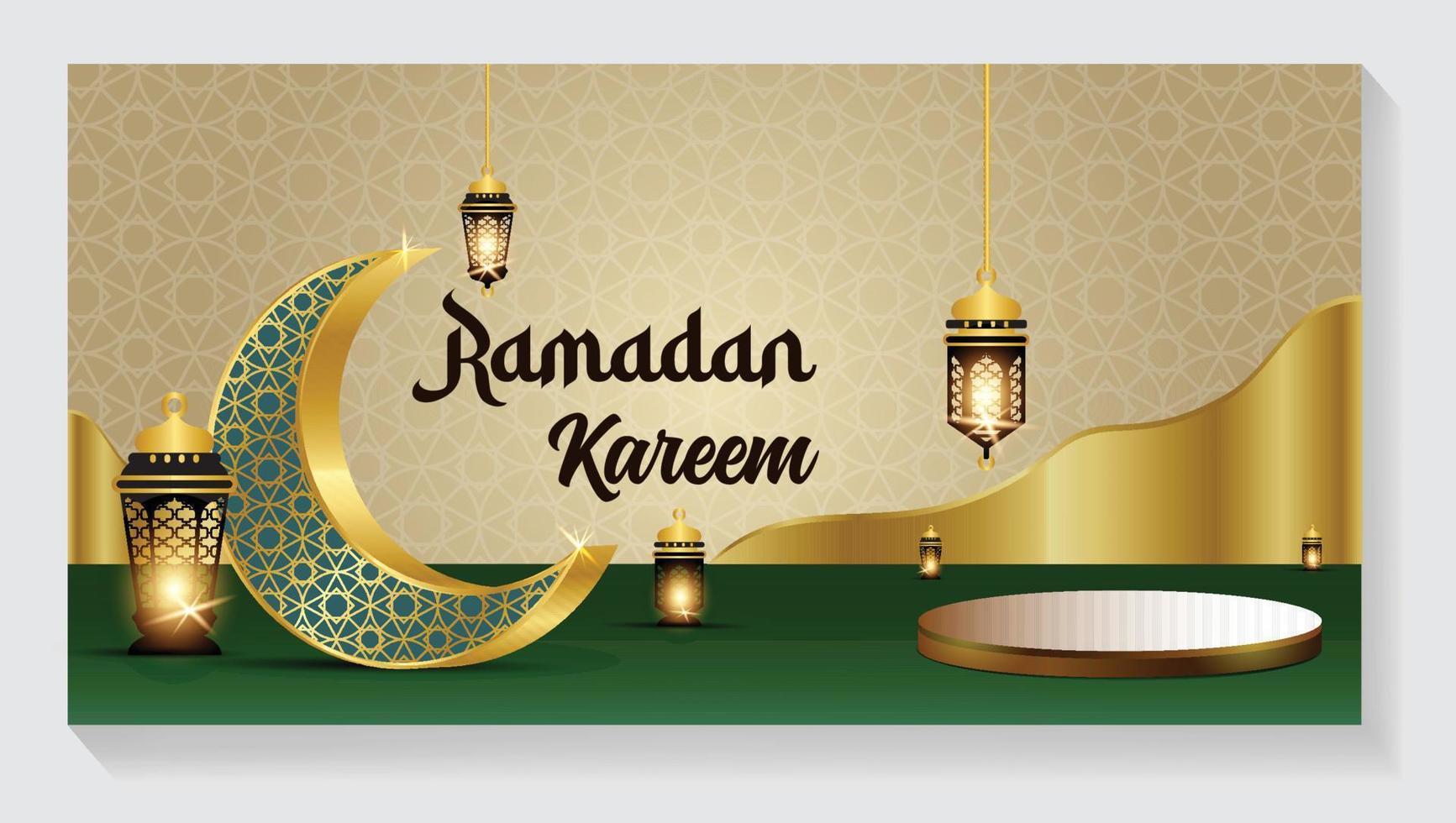 Crescent Islamic with Lantern for Ramadan Kareem. Golden Half Moon, vector illustration design