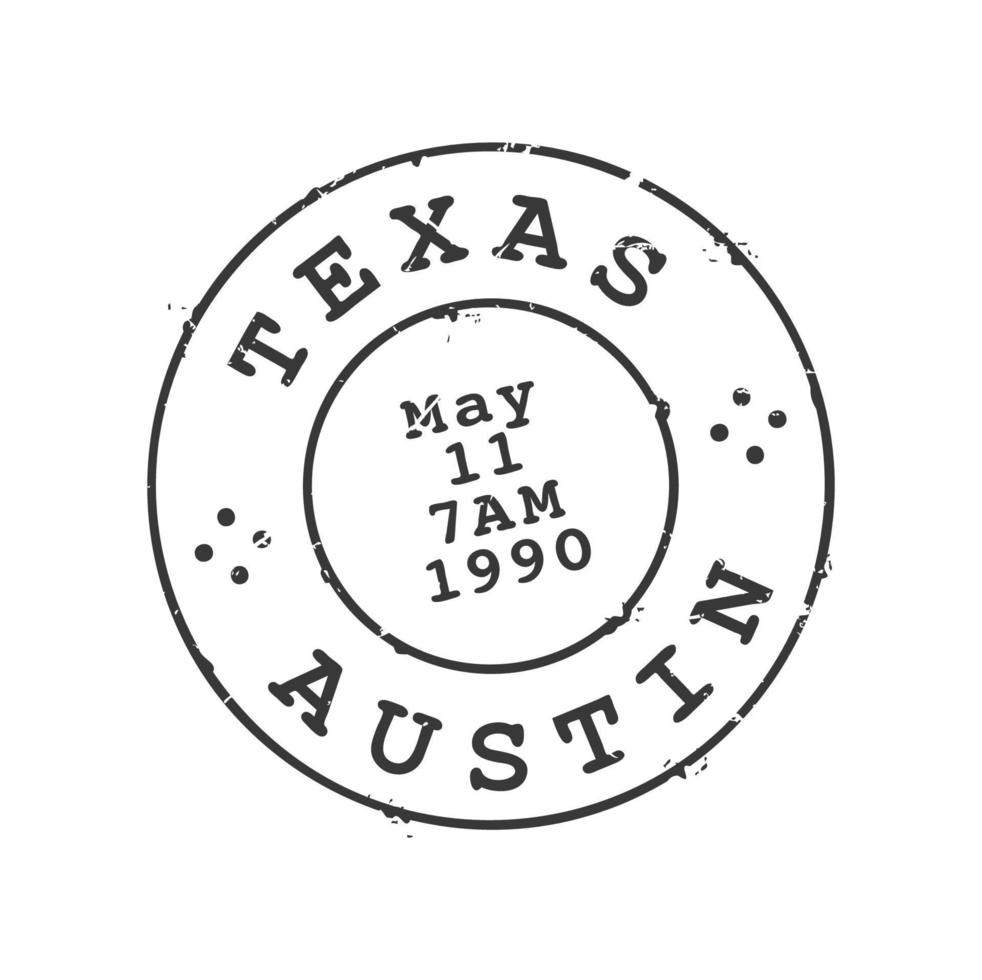 Austin postage mark, USA Texas retro postal stamp vector