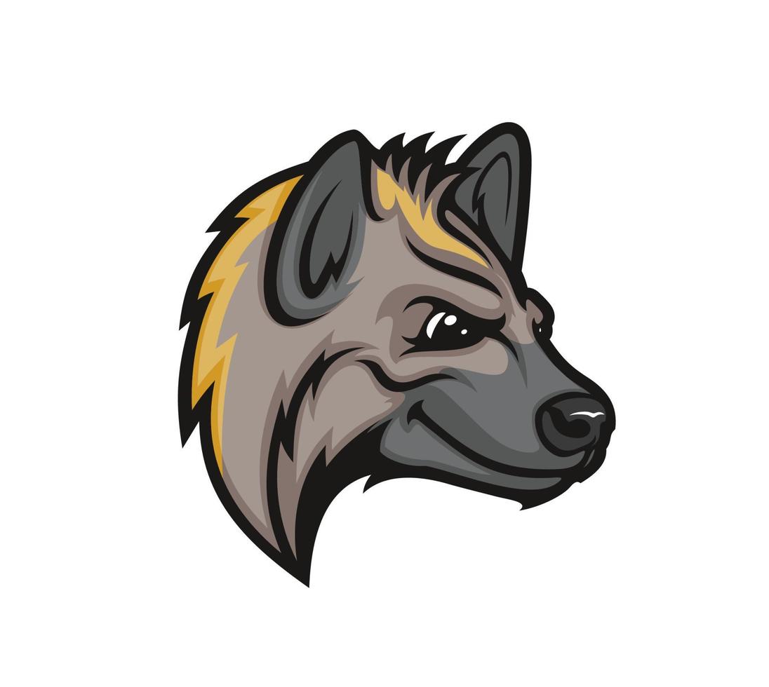 Hyena head isolated mascot with sly expression vector