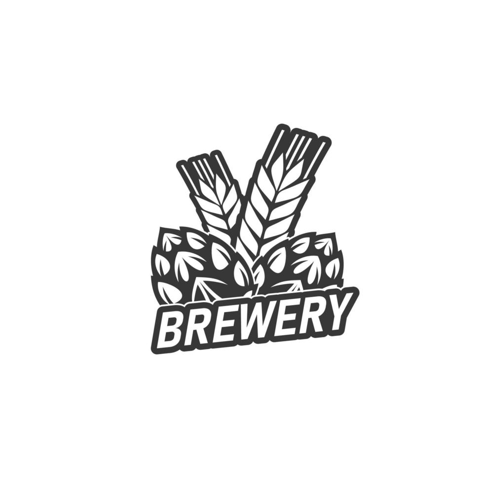 Beer brewery icon, homebrew craft beer bar or pub vector